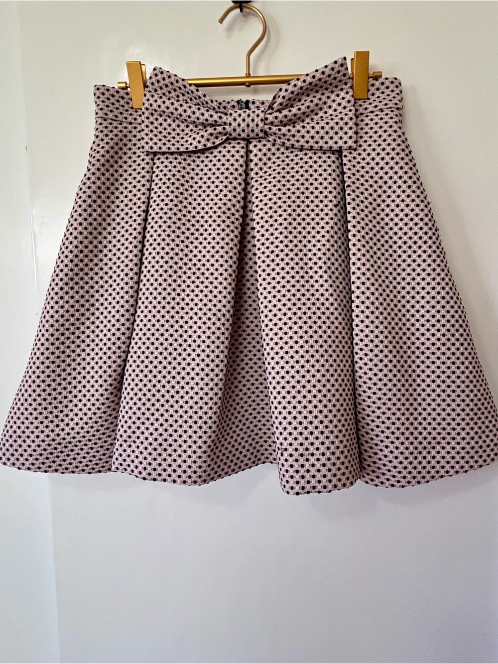 Tristan| Blush Pink & Cream Textured Skater Skirt with Pockets & Waist Bow Sz 6